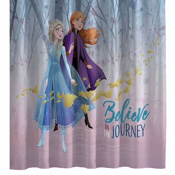 Disney Frozen II Elsa and Anna 72 x 72 Kids Fabric Shower Bathtub Curtain NEW - Picture 1 of 4